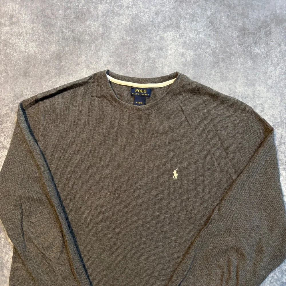 Polo Ralph Lauren Mens XL Gray Waffle Knit Thermal‎ Long Sleeve Crewneck Shirt